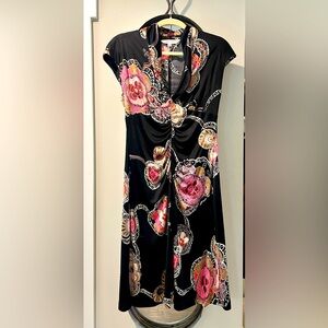 Trina Turk black floral dress size 8